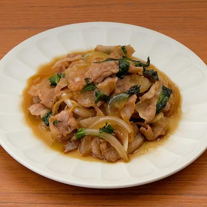 豚バラと大葉の甘辛炒め