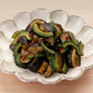 なすとゴーヤーの甘辛炒め
