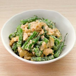 「いんげんと卵の和風マヨサラダ」のレシピ動画