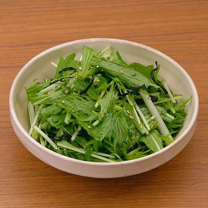 水菜と塩昆布のサラダ