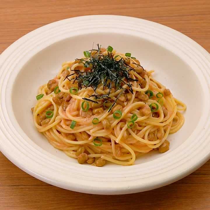 明太子と納豆の和風パスタ