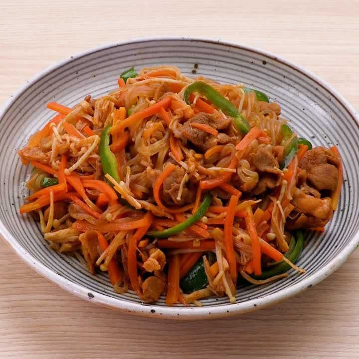 しらたきとえのきのチャプチェ風