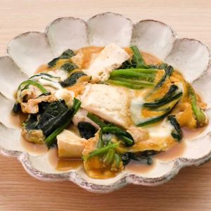 「くずし豆腐とほうれん草の卵とじ」のレシピ動画