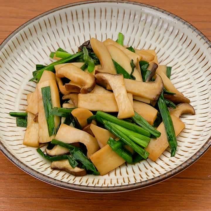 エリンギとニラの甘辛炒め