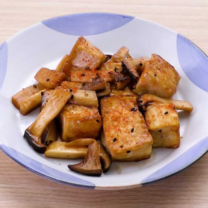 豆腐とエリンギの甘辛炒め