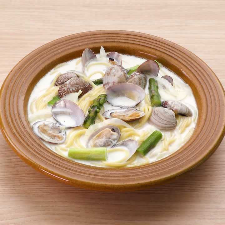 あさりのクリームスープパスタ