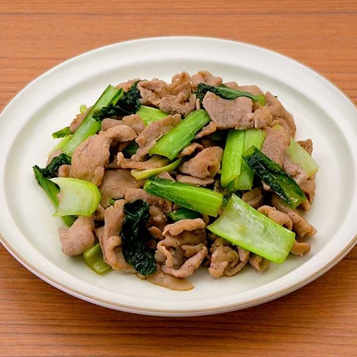 豚こまと小松菜のスタミナ炒め