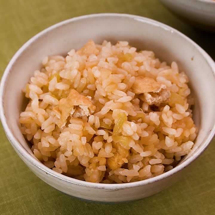 みょうがと油揚げの炊き込みご飯