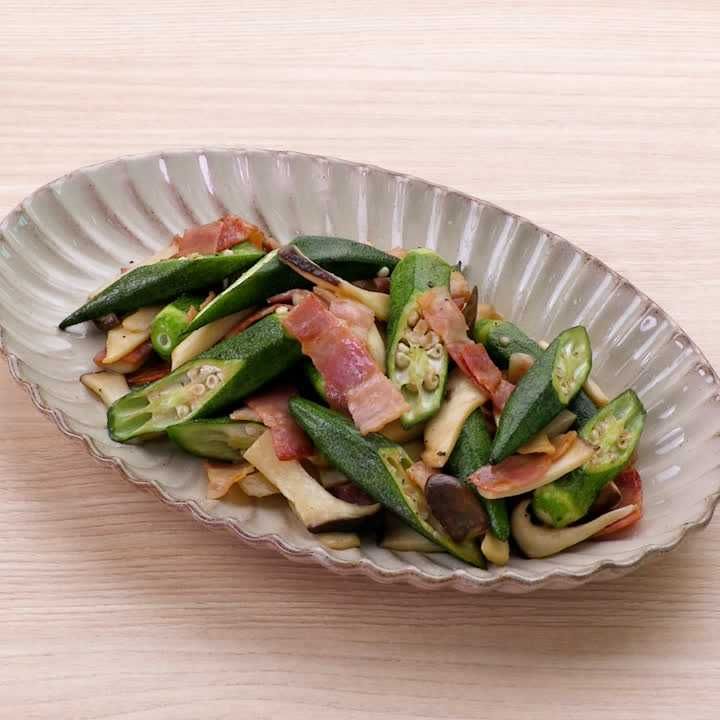 オクラとエリンギのバター醤油炒め