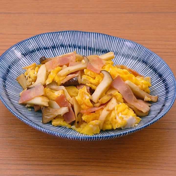 卵とエリンギのバター醤油炒め