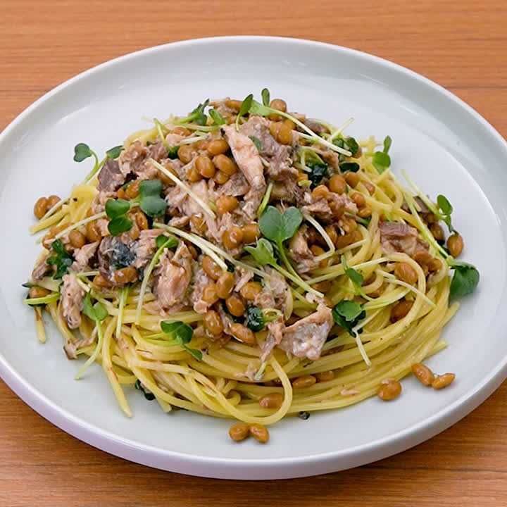 サバ納豆パスタ