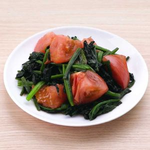 「ほうれん草とトマトの中華炒め」のレシピ動画