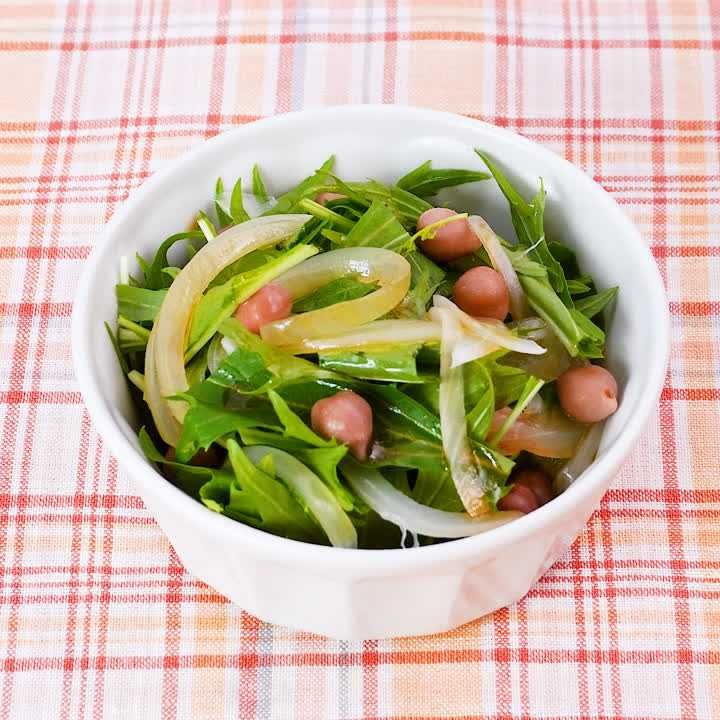 水菜と玉ねぎのレモンサラダ