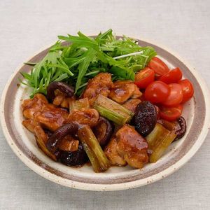 鶏肉としいたけのねぎ生姜焼き