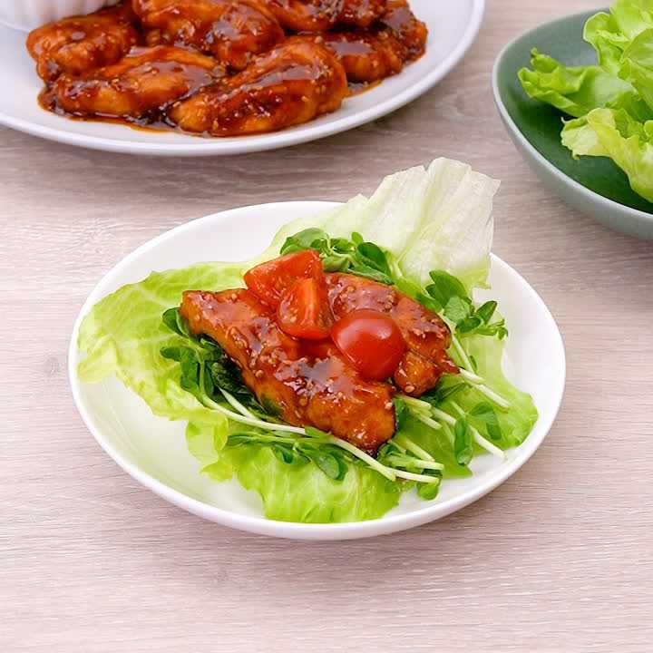 ピリ辛ささみのレタス包み