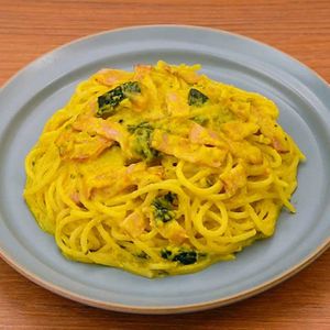 「かぼちゃサラダでクリームパスタ」のレシピ動画