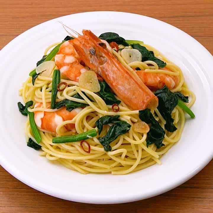 旨味たっぷり海老パスタ