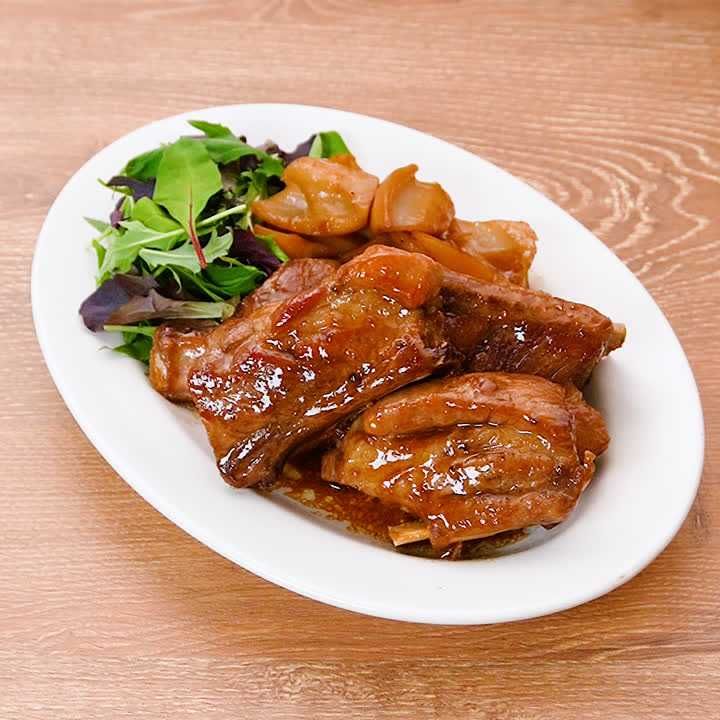 スペアリブとれんこんの柚子胡椒照り焼き