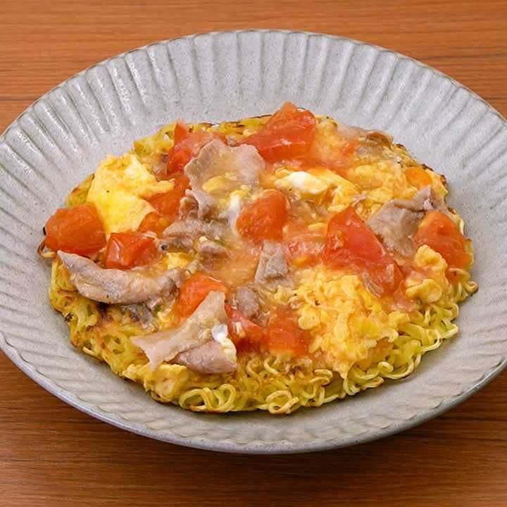 トマトと卵のあんかけ焼きそば