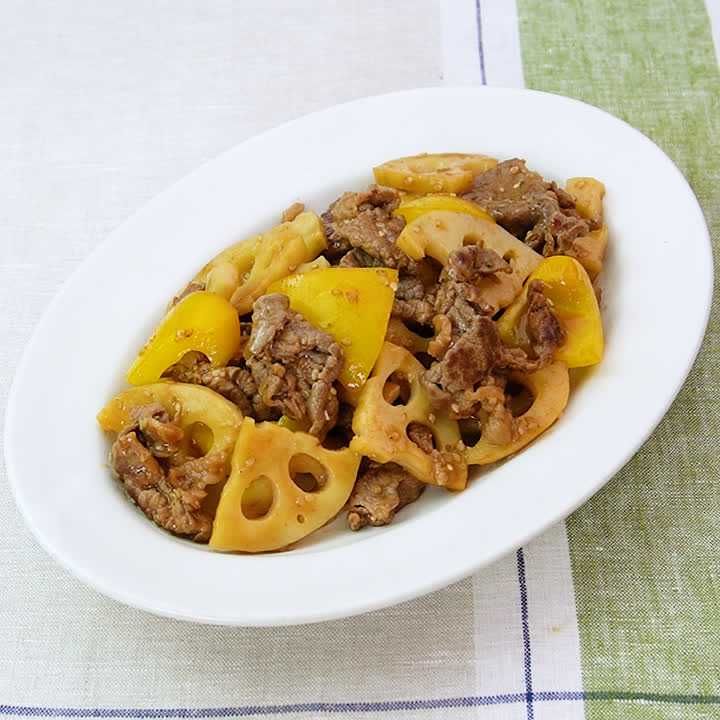 牛肉とれんこんの甘辛炒め
