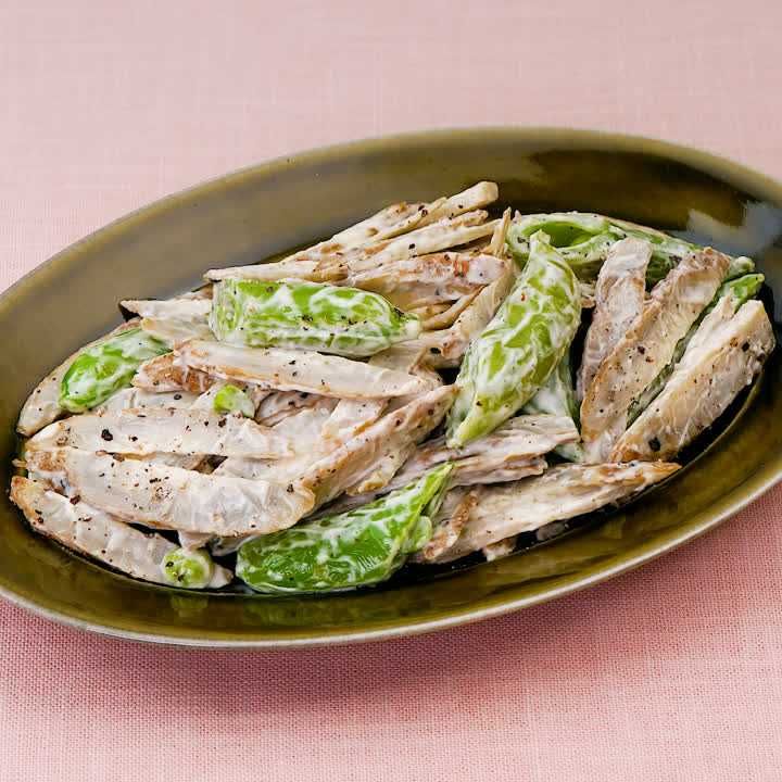 ごぼうとスナップエンドウのマヨサラダ