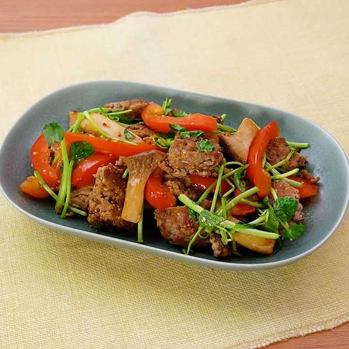 豚ひき肉とクレソンのマスタード炒め