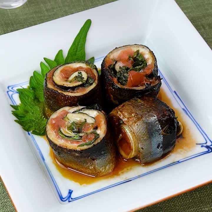 さんまの梅しそ巻き