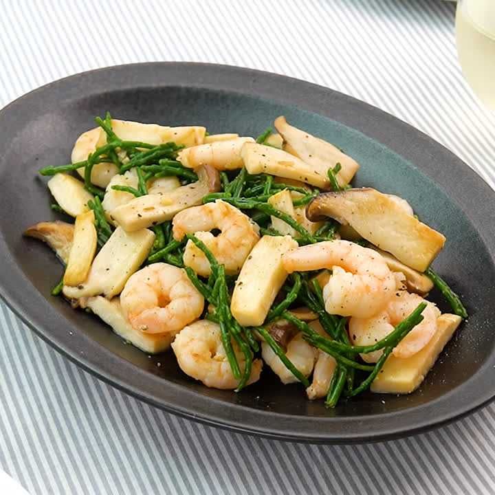 えびとシーアスパラガスのにんにく炒め