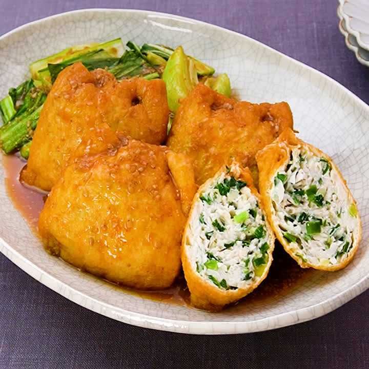 鶏ひき肉とニラの韓国風きんちゃく煮