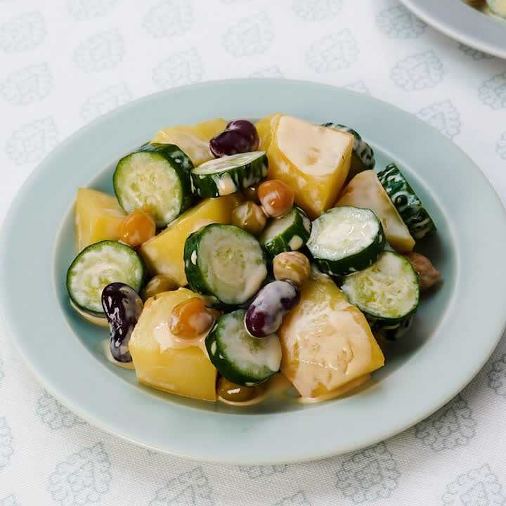 家計にやさしい節約レシピ♪ きゅうりとじゃがいもの豆サラダのレシピ