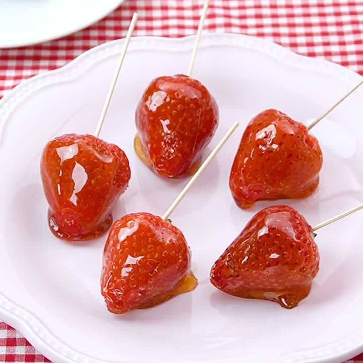 レンジでいちご飴