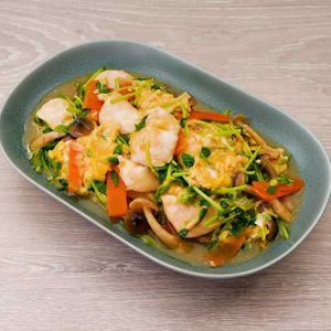 ささみと豆苗の卵とじ