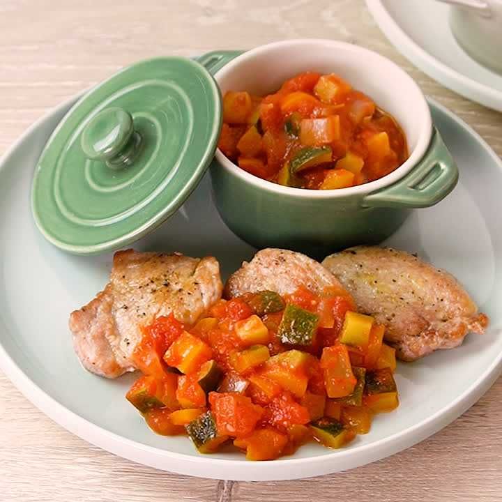 豚ヒレ肉のラタトゥイユがけ