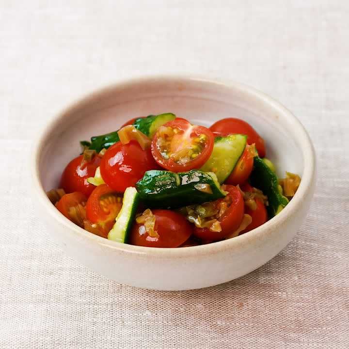 ミニトマトときゅうりのザーサイあえ