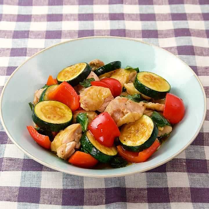 鶏肉とズッキーニのしそポン酢マリネ