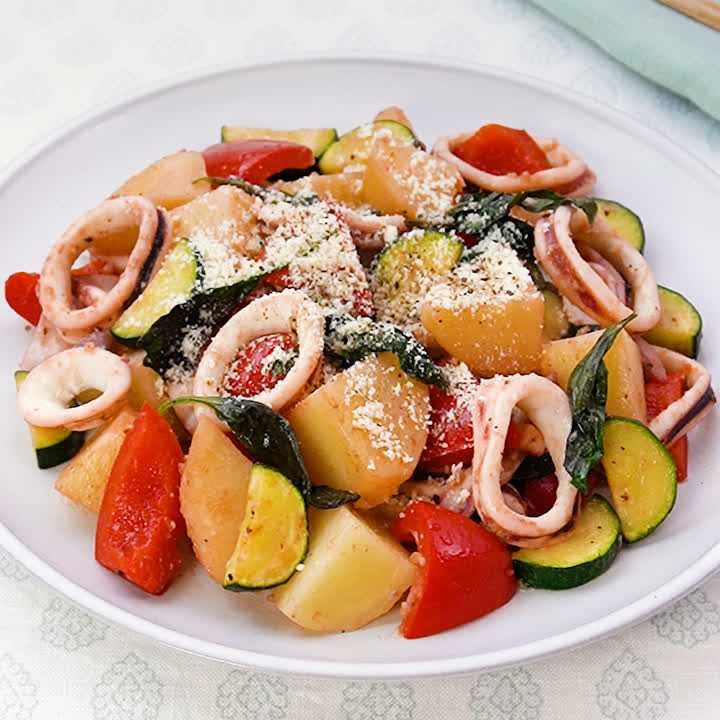 イカのバジル炒め