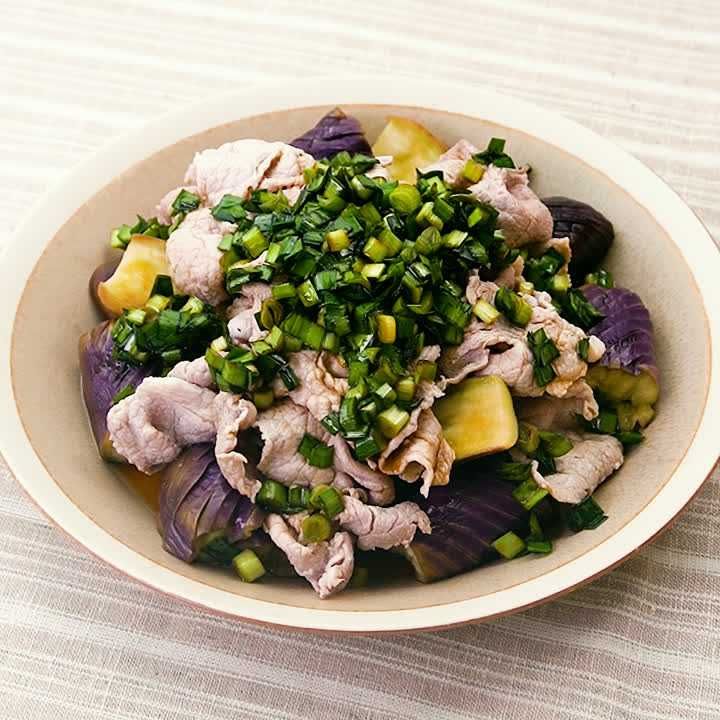 豚しゃぶとなすの温サラダ