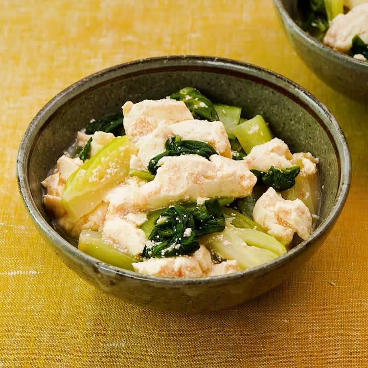 豆腐とチンゲン菜のたらこ煮