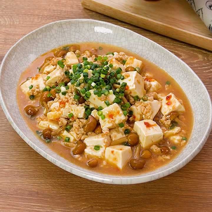 なめこの鶏麻婆豆腐