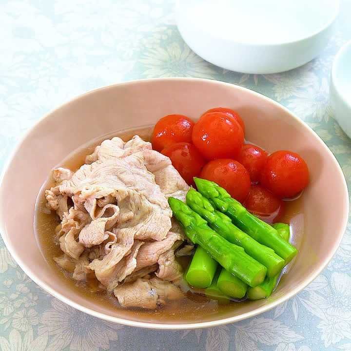 アスパラと豚しゃぶの出汁びたし