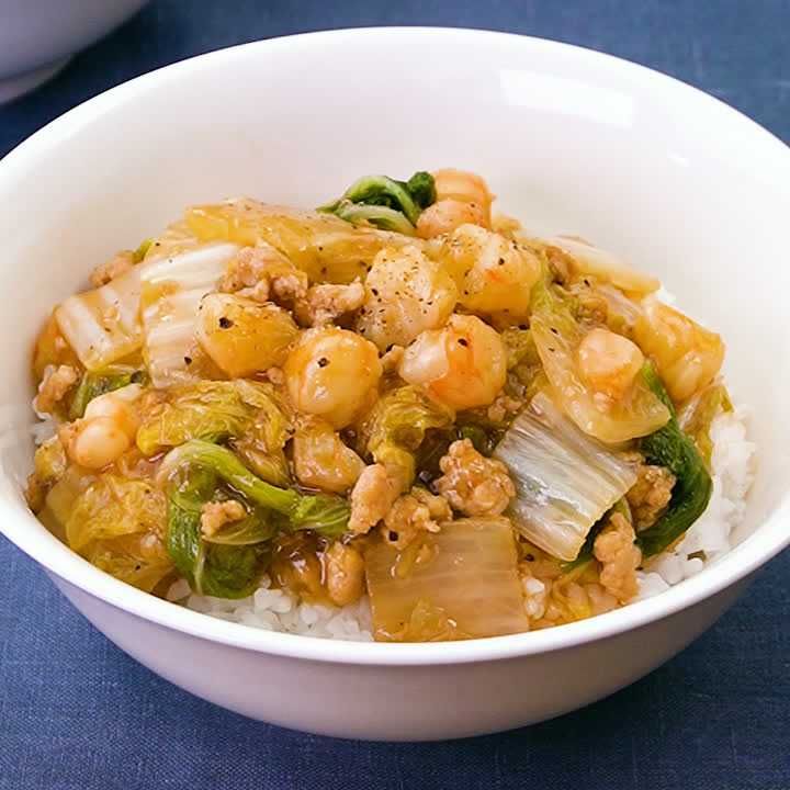 白菜とえびのあんかけごはん