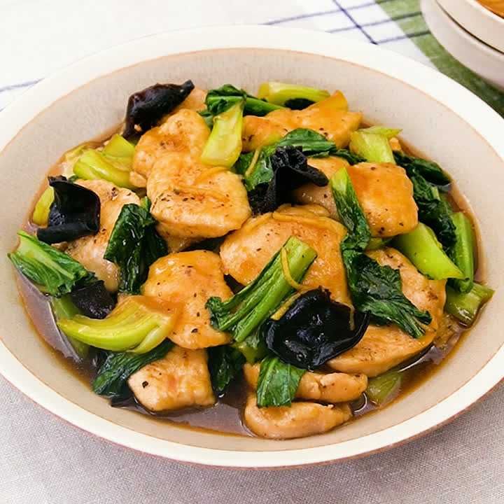鶏むねとチンゲン菜の中華風とろみ煮