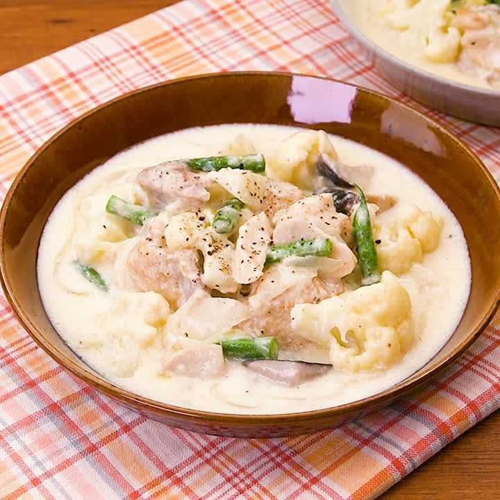 鶏肉とカリフラワーのチーズクリーム煮