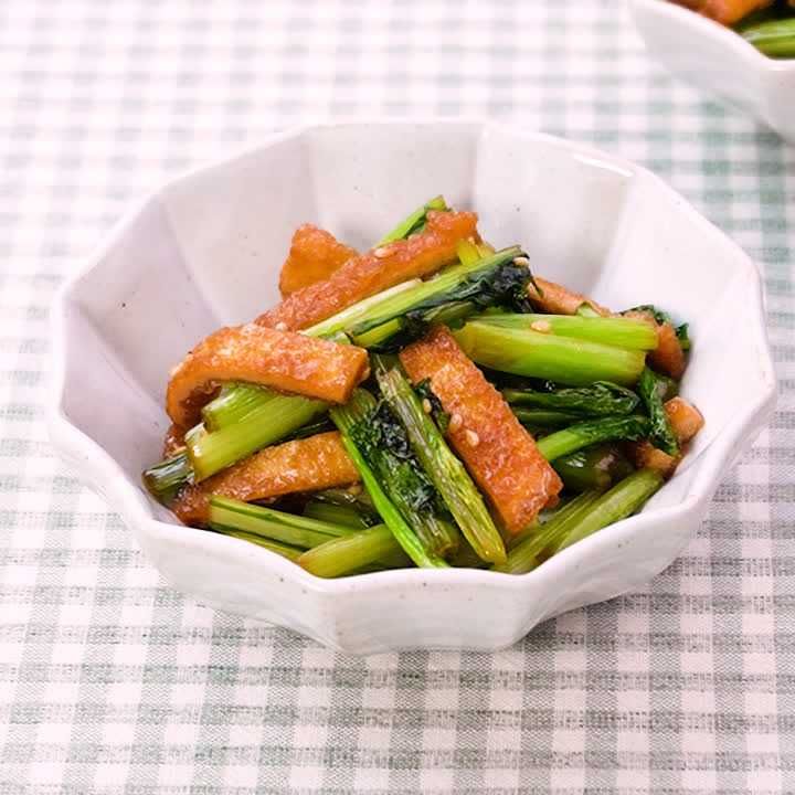 かぶの葉と油揚げの炒め物