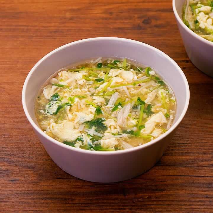 豆苗とえのきの卵スープ