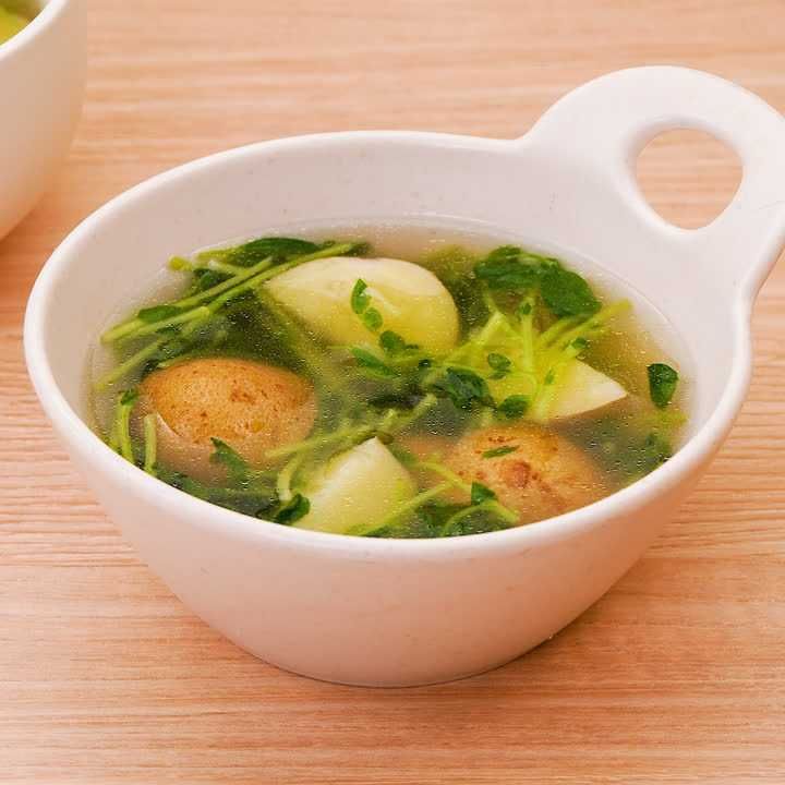 新じゃがと豆苗のスープ