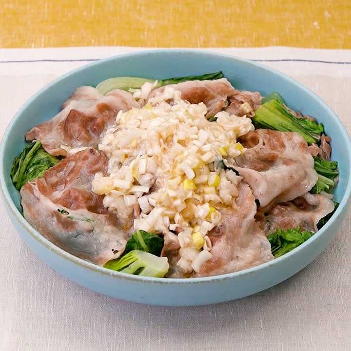 青梗菜の蒸ししゃぶ塩麹だれがけ