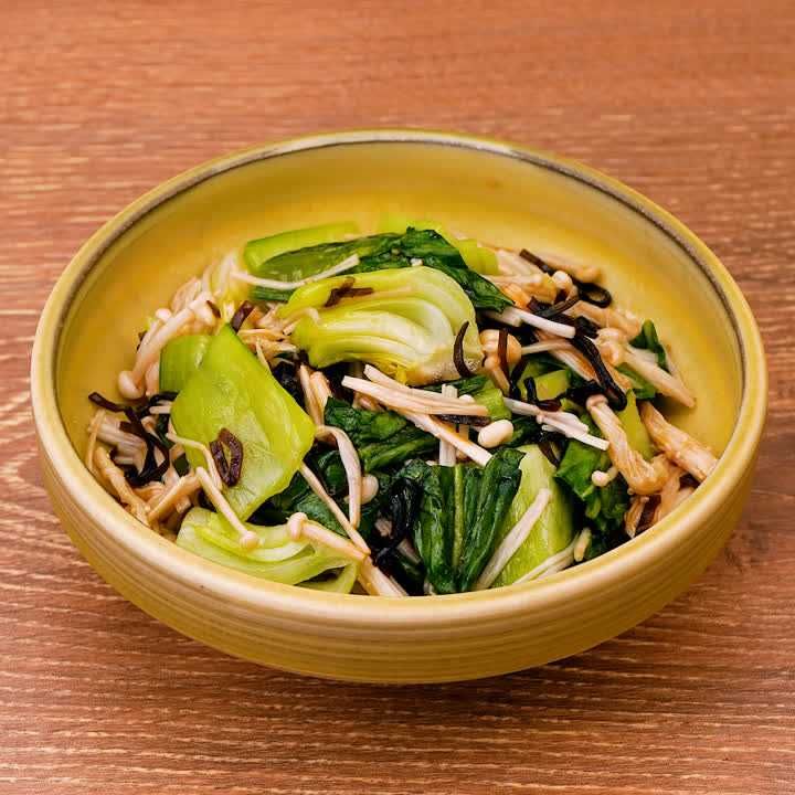 チンゲン菜とえのきの塩昆布あえ