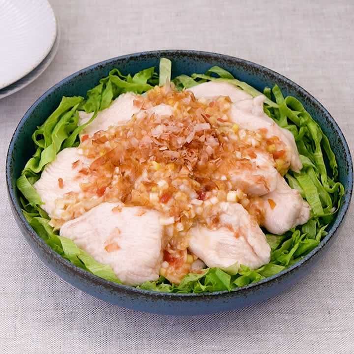 梅味噌だれの和風水晶鶏