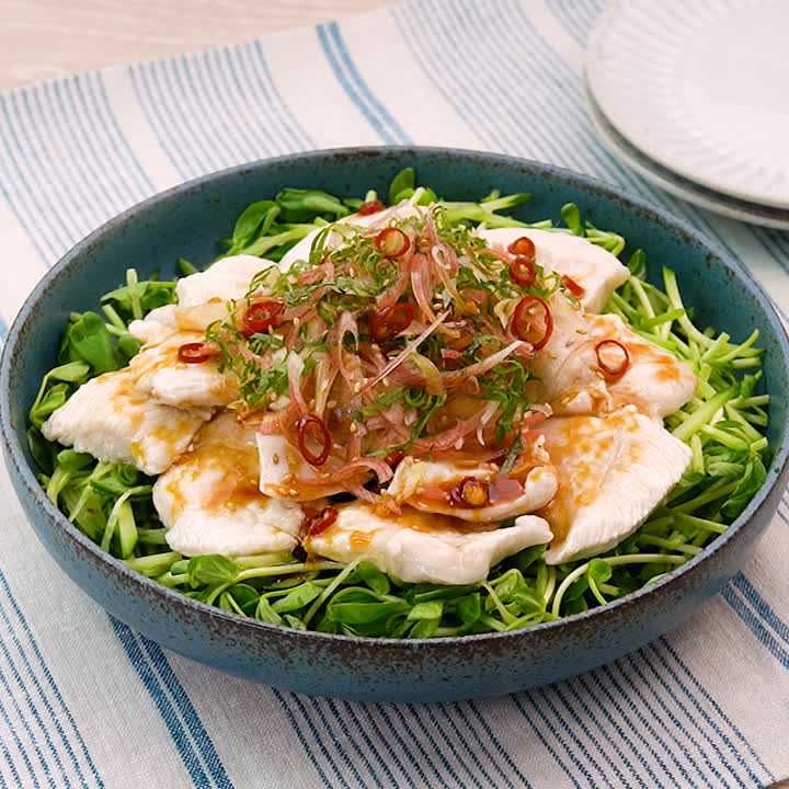 きゅうりとみょうがのピリ辛水晶鶏